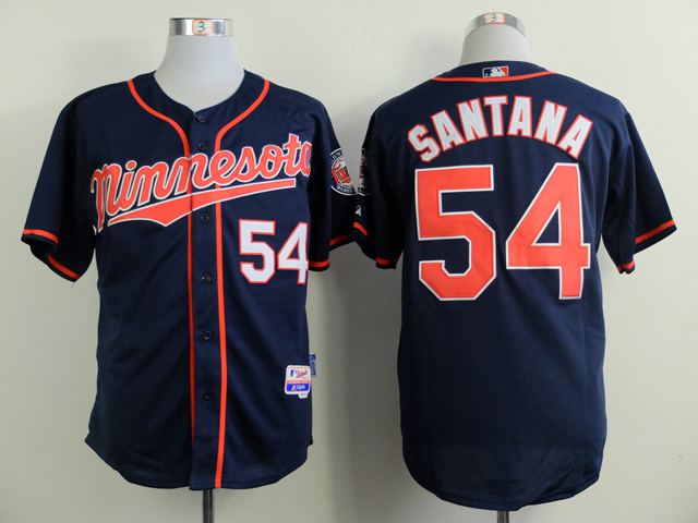 Men Minnesota Twins #54 Santana Blue MLB Jerseys